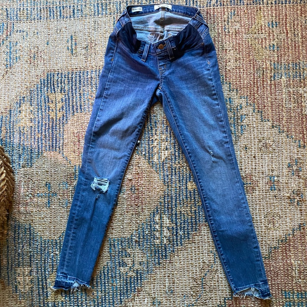 Madewell Maternity Medium Wash Raw Hem Skinny Jeans- size 25